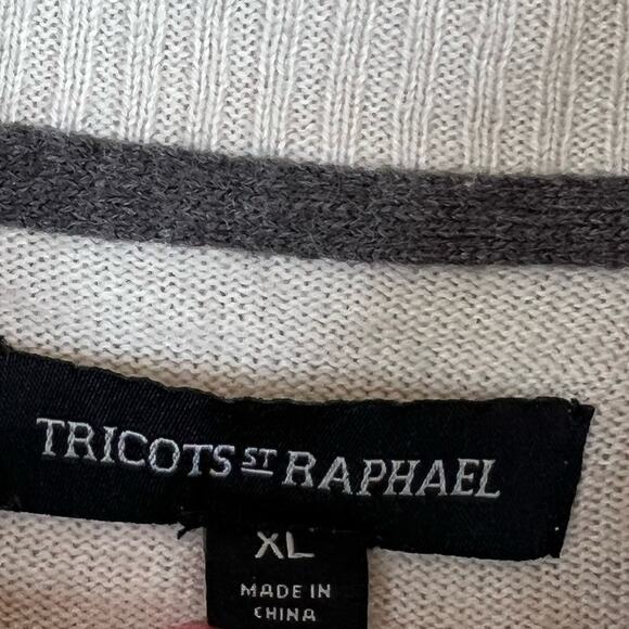 Tricots St. Raphael sweater men's XL 1/4 zip pullover mock neck colorblock gray - Picture 4 of 6
